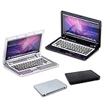 Dengguoli 2 Pack Dollhouse Scene Miniatures Mini Laptop Computer Simulation for Doll 1/6 1/12 (Black+Silver)