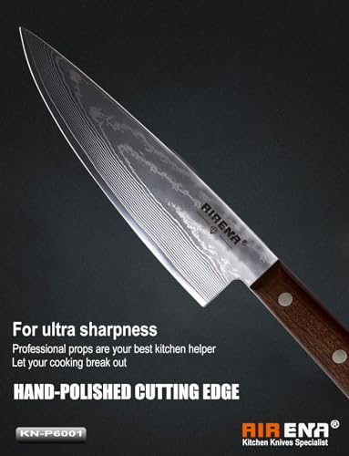 Damascus Chef Knife, Professional Kitchen Knife 20CM - Sharp Damascus Steel Blade 67 Layers - Excellent Edge Retention and Resistant Corrosion, Japanese Knives with Sheath and Gift Box