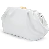 DETARA Elegant Pleated Vegan Leather Clutch Purse for Women Soft PU Wedding Evening Bag with Detachable Chain for Prom Party