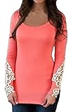 IbagstyleWomens Fashion Long Sleeve Lace Crochet Top Blouse T-shirt