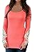 IbagstyleWomens Fashion Long Sleeve Lace Crochet Top Blouse T-shirt