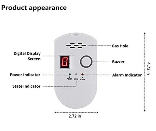 Natural Digital Gas Detector, Home Gas Alarm, Gas Leak Detector,High Sensitivity LPG LNG Coal Natural Gas Leak Detection, Alarm Monitor Sensor Home/Kitchen (1)