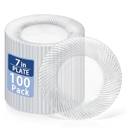 IOOOOO 7" Clear Plastic Dessert Plates