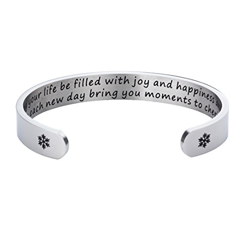 Meibai Hidden Message Cuff Bracelet Engraved Best Christmas Messages for Christmas Gift Inspirational Jewelry (Happiness) Meibai Hidden Message Cuff Bracelet Engraved Best Christmas Messages for Christmas Gift Inspirational Jewelry (Happiness)