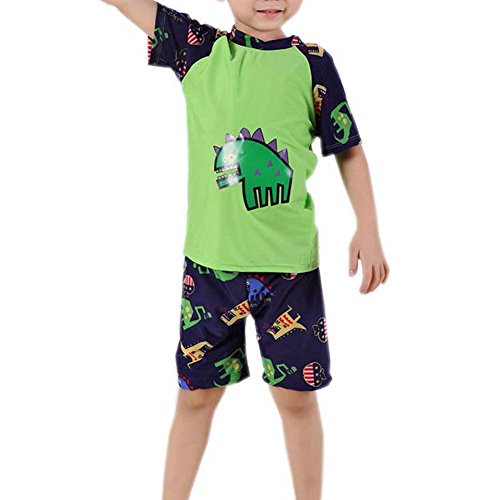 Panda Superstore Great Gift Funny Boys Swimsuit Green Dinosaur Two Pieces Bathing Suit 4-6 Yrs