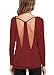 Yuchamryi Women's Long Sleeve Blouse Stretchy Loose Tops Backless Knit T Shirt