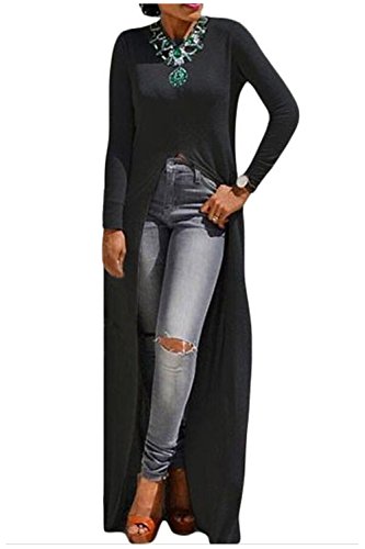 Aifer Women Sexy Long Sleeve Open Front Split Maxi Dress Tunic Tops