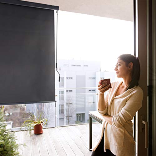 Relaxdays Senkrechtmarkise, 250 x 160 cm, Sonnen- und Sichtschutz, Balkon und Terrasse, Außenrollo mit Kurbel, anthrazit – Bild 4