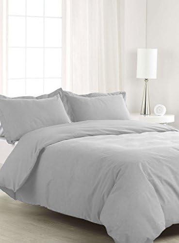 800 Thread Count 5 Piece King/Cal King Size Duvet Cover Set with Extra Pillow Shams 100% Egyptian Cotton Premium Quality Solid Pattern Light Gray