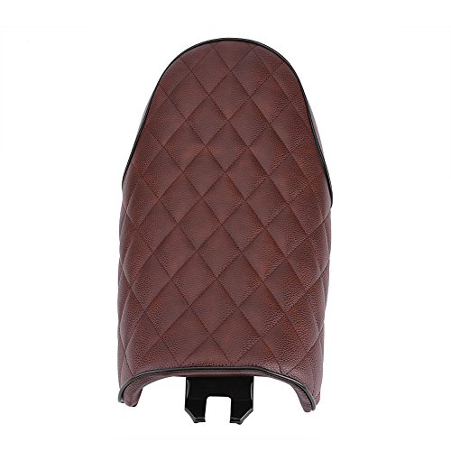 image for Qiilu Motorcycle PU Leather Vintage Cafe Racer Seat Flat Saddle Cushio