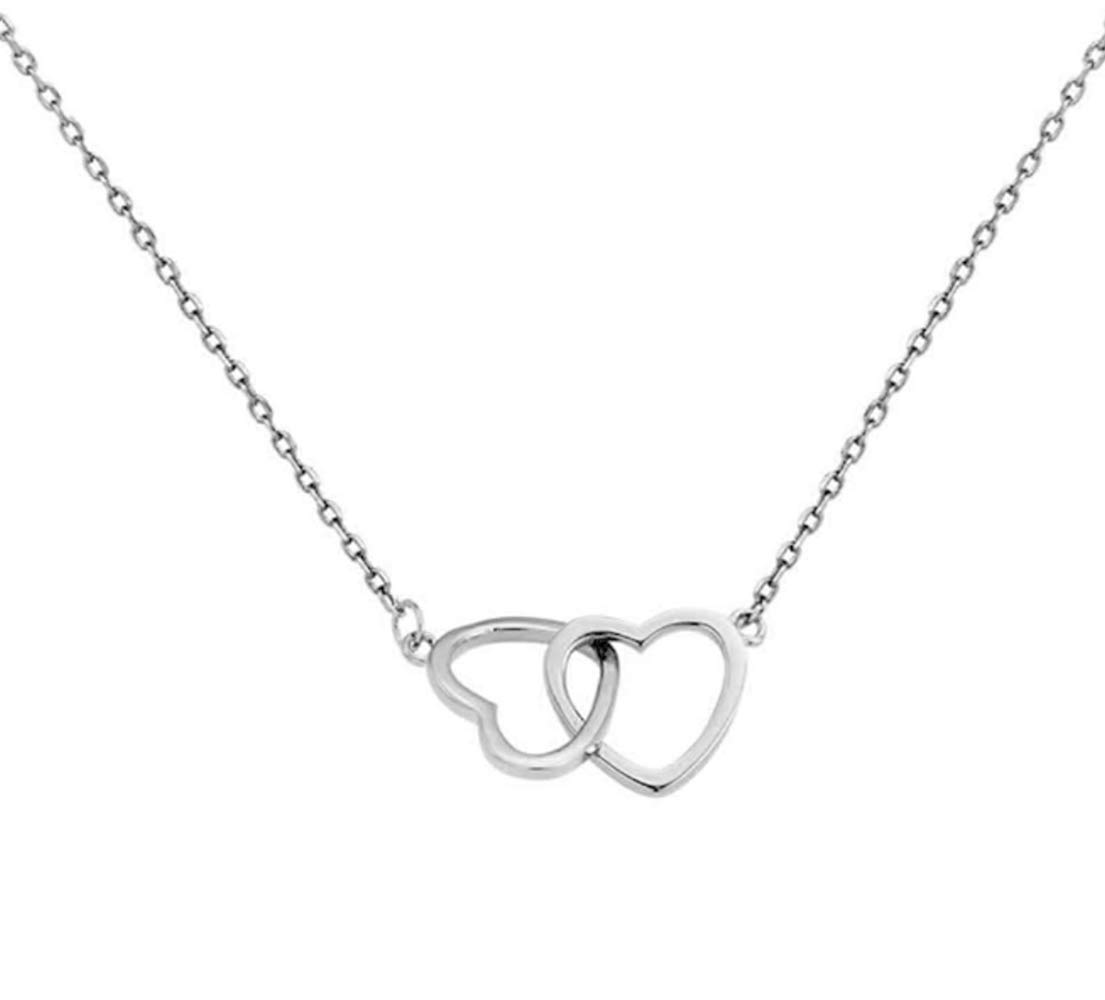 IMINI Interlock Heart Sterling Silver Pendant Necklace for Women Teen Girls Dainty Infinity Eternity Love Choker Cute Initial Love Adjustable Chain Jewelry Gifts