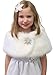 Tion Bridal Faux Fur Wedding Wrap Flower Girl White Size Medium FREE BROOCH