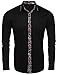 JINIDU Men's Business Casual Long Sleeve Patchwork Shirt Slim Fit Button Down Dress Shirts