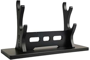 FGBETCV Wood Flute Stand, Flute Sword Display Stand Wooden Desktop Holder,Multi-Tier Stand for Collecting Flutes and Scabbards, Durable Wood Holder for Music Rooms (Black 2 Floors)