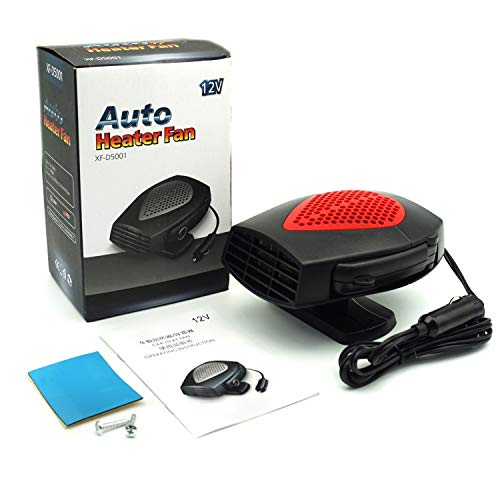 Upgrade Bamoer Portable Car Heater 12v Car Fan Defroster Automobile Heater Warmer and Defroster for Snow Removal Winter Auto Electronic Windscreen Heater Fan Defroster Demister (12V Red)