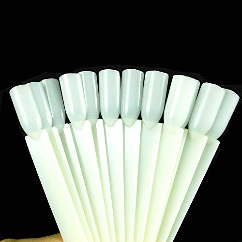 Dealglad 50pcs False Nail Art Tips Sticks Nail Polish Color Card Plates Display Swatches Nail Art Practice Templates (White)
