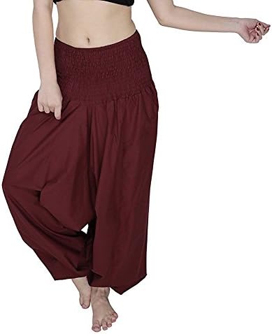 Solid Colour Pure Cotton Plain Colour Yoga Meditation Afghani Trouser Harem Pants for Mens & Womens