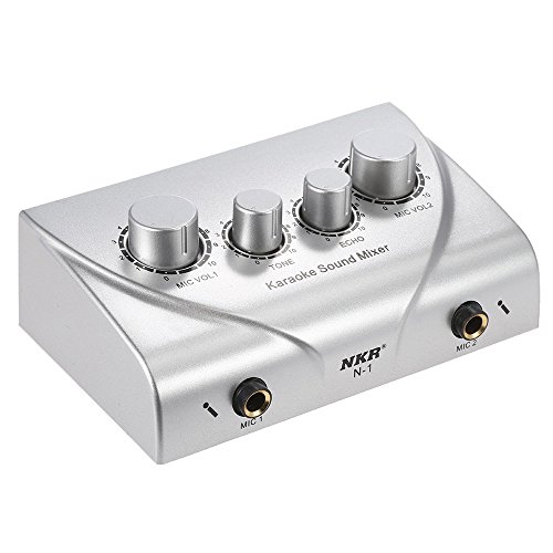 Ammoon karaoke sound mixer dual mic inputs with cable