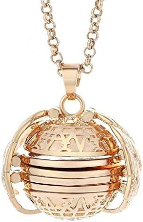 Prevently Special Round Necklace, Expanding Photo Locket Necklace Pendant Angel Wings Clothing Accessory for Mother's Day Valentine Birthday Gift (Gold)