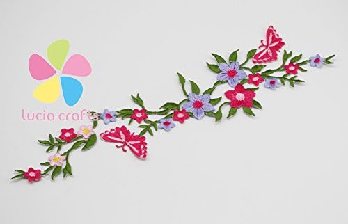 1piece 27*6.5cm Iron-on Embroidered Applique Patches Sewing Accessories (4# Rose red)