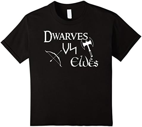 Kids Dwarves Vs Elves Roleplaying Race T-Shirt 6 Black