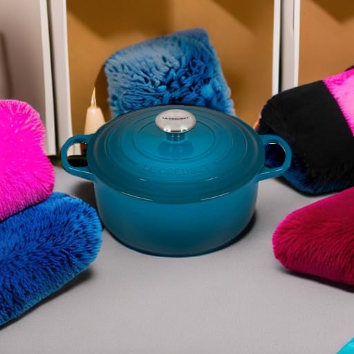 Le Creuset Signature Gusseisen-Bräter mit Deckel, Ø 24 cm, Rund, Für alle Herdarten und Induktion geeignet, Volumen: 4,2 l, 4,305 kg, Deep Teal, 21177246422430 5