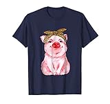 Pig Bandana cute t-shirt for Girl and Women. Gift Awesome