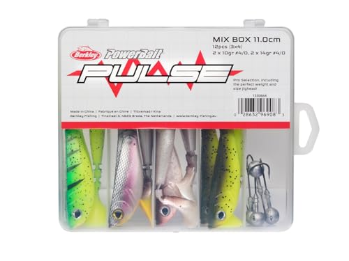 Berkley Pulse Shad MixBox with Jigheads, Fishing Hook, Soft Lures, PredatorFishing, Zander, Unisex, Assorted, Varied