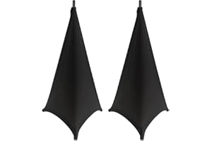 Gicov Speaker Stand Cover Tripod Stand Skirt Skrim Floor Speaker Tripod Support Stand Cover Skirt 3 Side DJ Speaker Cover with Travel Bag for Weddings Banquets Events Black (2Pack)