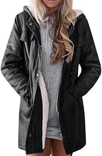 Women Overcoat,Warm Hooded Casual Long Sleeve Denim Jacket Long Jean Coat Outwear