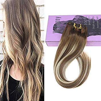 Amazon Com Vesunny 18inch Remy Clip In Blonde Highlighted Hair