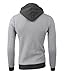 LOCALMODE Men's Double Zipper Hooded Jacket Turtleneck Fleece Hoodie Coat Grey M