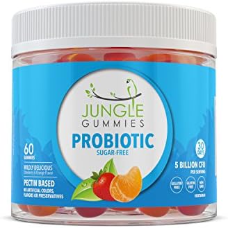 Jungle Gummies | Adult Probiotics for Digestive Health &amp; Fitness | Natural Supplement with 5 Billion CFU Per Serving | Gelatin Free, Non-GMO, Gluten Free, Allergen Free | 60 Gummies