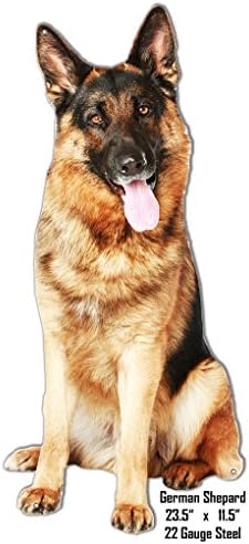 Big German Shepherd Animal Wall Art Laser Cut Out Metal Sign 11.5x23.5