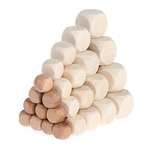Hacloser 10Pcs/Set 6 Sided Blank Wood Dice, Wooden Cubes Crafts, Party Family DIY Board Games Printing Engraving Kid Toys 10mm-18mm (16mm)