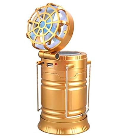 Keshav Online Portable Outdoor LED Camping Lantern, Solar Rechargeable Torch with Fan Tent Light, 19.5cm