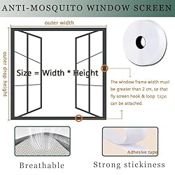 Washable Window Net Mesh, 65x160cm White Window