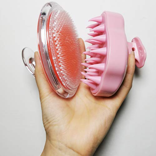 2pcs Exfoliating Brush for Ingrown Hair Treatment, Hair Scalp Massager Shampoo Brush, Exfoliator for Face, Bikini, Armpit, Fascia and Cellulite Blast Massager Tool for Men and Women, Pink