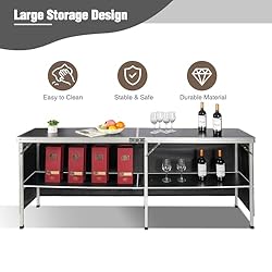REDCAMP Extra Long Portable Bar Table, Pop-Up