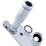 phone Lens 18X Telephoto Lens Super Wide Angle Lens Macro Lens with Mini Flexible Tripod and Universal Clip for Most Smart phone 3 in 1 Camera Kit (Silver)