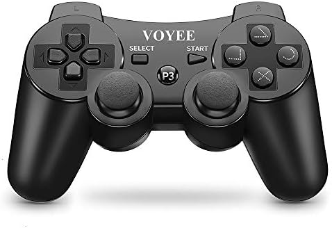 VOYEE Controller Replacement for Sony Original PS3 Controller, Wireless Controller Gamepad with Upgraded Joystick & 450 mAh Battery Compatible with Sony Playstation 3 (Black)
