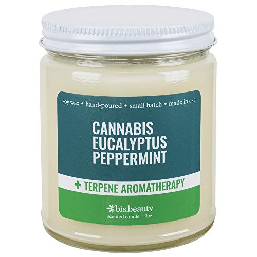 Cannabis Eucalyptus Peppermint Aromatherapy Candle – Energy Healing Terpenes – Inspires Positive Energy and Balance
