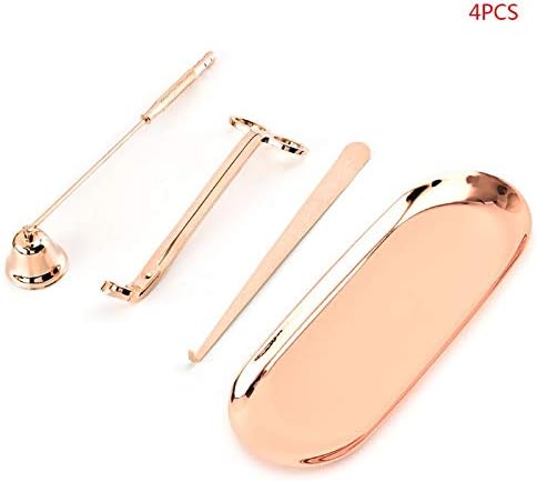 4 Pcs Candle Accessory Set Candle Wick Trimmer, Candle Wick Dipper, Candle Snuffer, Candle Tray Plate,Candle Scissor Cutter