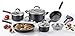 T-fal C085SC74 OptiCook Thermo-Spot Titanium Nonstick Dishwasher Safe Oven Safe Fry Pan Cookware Set, 12-Piece, Black