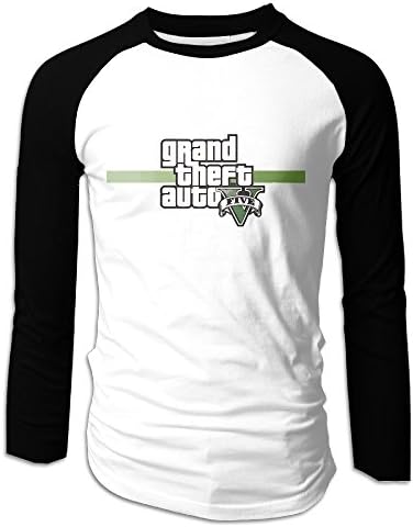 LOVEGIFTTO MEN Mens Grand Theft Auto GTA 5 Logo Long Sleeve Comfort Raglan Tee Shirt Medium