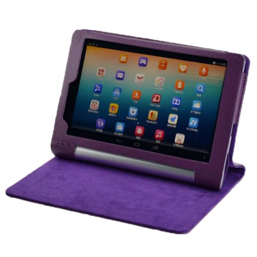 FanTEK Folio PU Leather ultra-thin Case Cover for Lenovo Yoga Tablet 8 inch B6000 (Purple)