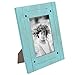 TNELTUEB 2 Pack Turquoise Blue Distressed Wood Frame - Rustic Shabby Chic Frame - Ready to Hang - Ready to Stand - with Self-Stand Easel (Display 4 x 6 inch)