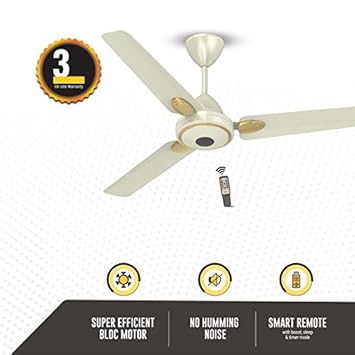 Gorilla Efficio Energy Saving 5 Star Rated 3 Blade Ceiling Fan With Remote Control And Bldc Motor 1200mm Pearl Ivory