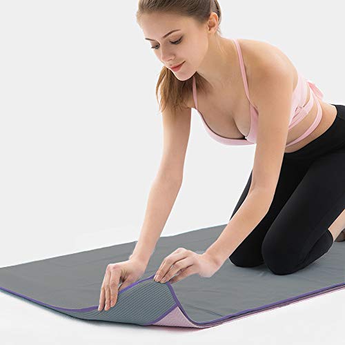 DMASUN Yoga Silicone Non-Slip Yoga Towel, Sports Yoga, Traditional Yoga, hot Yoga, Pilates Perfect Choice, Unique Corner Bag Design (72"x26" Dark Grey)