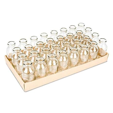 NaDeco Glasfläschchen 32 Stück ca. 10,5x4,8cm | Glasfläschchen | Dekoflaschen | Glas Flaschen | Deko Flaschen Vintage | Klein